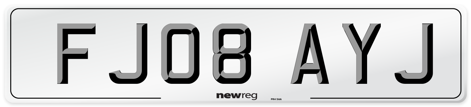 FJ08 AYJ Number Plate from New Reg